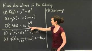 Log and Exponent Derivatives  MIT 1801SC Single Variable Calculus Fall 2010 [upl. by Ylurt]