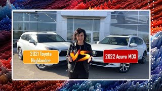 2022 Acura MDX vs 2021 Toyota Highlander  Comparison Review  West Side Acura in Edmonton Alberta [upl. by Ackerley130]