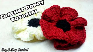 Easy Crochet Poppy Flower Tutorial [upl. by Robinette]