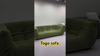 Togo sofa with velvet material in green color [upl. by Lemak]