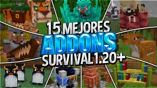 😯Top 15 MEJORES ADDONS SURVIVAL para MINECRAFT 120 12051 BEDROCK y PE ADDONS MINECRAFT PE 120 [upl. by Ayot]