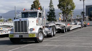 Monarch Heavy Haul Peterbilt 367  Parallel Parking A 9Axle Cozad Triple 16 Steerable Trailer [upl. by Bierman]