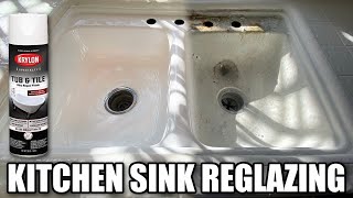 HOW TO REPAIR AND REGLAZE A KITCHEN SINK USING DIY KRYLON TUB AND TILE KIT [upl. by Macegan855]