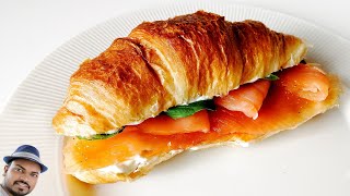 Smoked Salmon Croissant Sandwich  Perfect for brunch or cold sandwiches for a buffet or for a party [upl. by Mellisa]