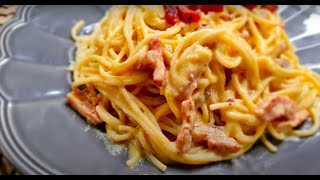 Pâtes à la carbonara prête en 10 mn bien crémeuse sans crème👌 [upl. by D'Arcy]