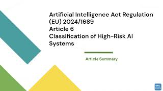 EU 20241689 Article 6 Summary [upl. by Parsaye]