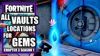 All Vault Locations For Collect Gem Fragments Outside Seven Vaults  Fortnite Chapter 3 Season 1 [upl. by Sirois289]