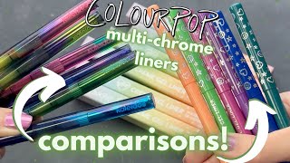 NEW ColourPop MULTICHROME BFF Creme Gel Liners  Close Ups Live Swatches  Comparisons [upl. by Davies357]