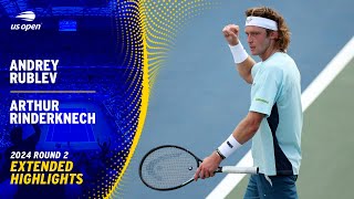 Andrey Rublev vs Arthur Rinderknech Extended Highlights  2024 US Open Round 2 [upl. by Laoj452]