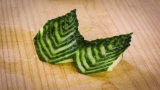 Japanese Cucumber Leaf Decoration Sushi Garnish [upl. by Cilurzo]