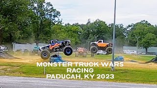 Monster Truck Wars  Racing  OUTLAW  EQUALIZER  BACKDRAFT  SHERIFF  Paducah KY 2023 [upl. by Aizat]