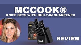 McCook® Knife SetsGerman Stainless Steel Knife Block Sets with Builtin Sharpener Black REVIEW [upl. by Gamaliel]