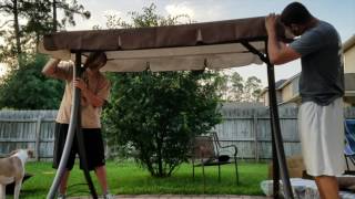 Mainstays Lawson Ridge Converting Outdoor SwingHammock Patio Swing Assembly [upl. by Tik]