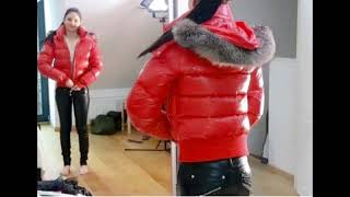 Red Pyrenex puffer jacket leatherpants [upl. by Naves]