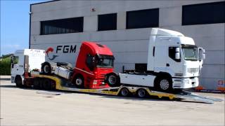 Semitrailer FGM 26 transporting Iveco Stralis 450 amp Renault Premium 450 [upl. by Hak433]