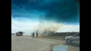 Vehicle Fire On Interstate29 At Grand Forks [upl. by Nahtaoj]