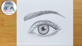 Easy way to draw a realistic eye for Beginners step by step Using only 1 pencil [upl. by Christine889]