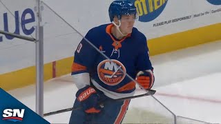 Islanders Simon Holmstrom Dekes Out Jacob Markstrom With Slick Stickwork [upl. by Anawal]