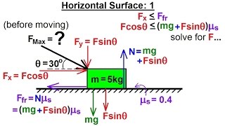 Physics 47 Friction amp Forces at Angles 1 of 8 Horizontal Surface 1 [upl. by Bore439]