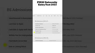 PIEAS University Islamabad Admission Dates Entry Test 2024 [upl. by Conners870]