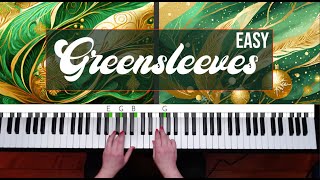 Greensleeves easy piano tutorial 📖 sheet music [upl. by Nedah]