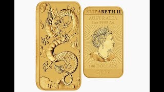 2018 amp 2019 1 oz Australian Rectangular Gold Dragon Coin BU [upl. by Ennahgem875]