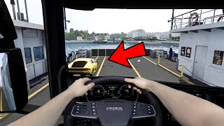 POV with Electric Scania  Ferry  Euro Truck Simulator 2 gameplay with MOZA TSW  Real hands [upl. by Ylrae537]