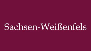 How to Pronounce SachsenWeißenfels SaxonyWeissenfels Correctly in German [upl. by Euqina757]