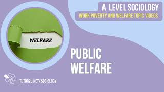 Public Welfare  AQA A Level Sociology  Work Poverty amp Welfare [upl. by Crim377]