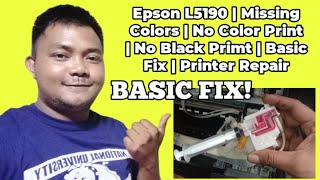 Epson L5190  Colors Missing  No Color Print  Basic Fix  Printer Repair [upl. by Nereen]