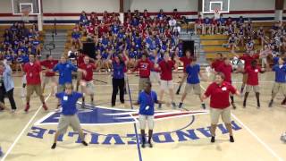 Mandeville Junior High Football Pep rally 91714 quotHappyquot [upl. by Ahsert]