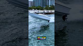 Powerboat gets big air at Haulover Inlet  Wavy Boats [upl. by Trever482]