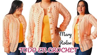 💖CARDIGAN CHALECO A CROCHET PARA MUJER TODAS LAS TALLAS Todo en crochet parte 1 Mary Rolon [upl. by Attener]