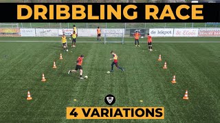 Fun Dribbling Race  4 Variations  Soccer Drills  Football Exercises [upl. by Allemap911]