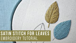 Leaves embroidery  with satin stitch variations [upl. by Einahpehs822]