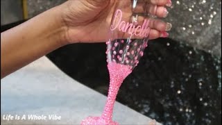 DIY BLING TOASTING FLUTE CHAMPAGNE GLASS NO E6000  PRACTICING HONEYCOMB METHOD PAINTED GLASS [upl. by Eilyah]