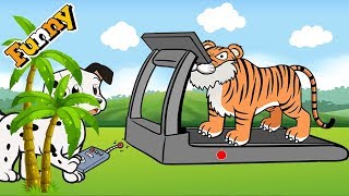 Funny Cartoon Animation for Children  Dog Cartoons Comedy Show Treadmill Episode [upl. by Garey]