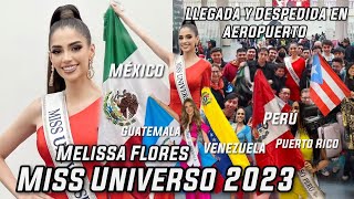 Miss Universo 2023  Melissa Flores y su Despedida en Aeropuerto  Llegadas en El Salvador [upl. by Claribel]