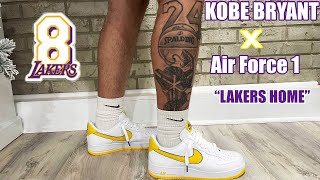 Kobe Bryant x Air Force 1 quotLakers Homequot Review  On Foot [upl. by Haas]