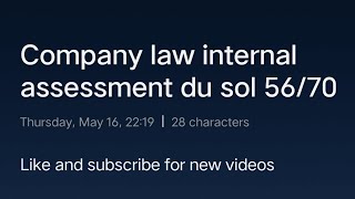 Internal assignment du solcompany law second semester assessment assignment dusol [upl. by Calle]