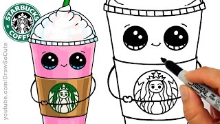 How to Draw a Starbucks Frappuccino Cute  Cartoon Drink [upl. by Atikal]