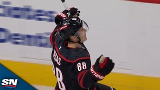 Martin Necas Bangs Home Loose Puck To Give Hurricanes Lead In Final Minute vs Flyers [upl. by Ecniuq74]