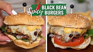 Spicy Black Bean Burgers Recipe  Veggie Black Bean Burgers Recipe [upl. by Naahs]