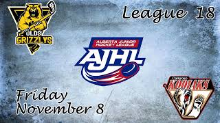 Kodiaks Hilites Gm 18 Olds Grizzlys  Camrose Kodiaks November 8 [upl. by Ahearn525]