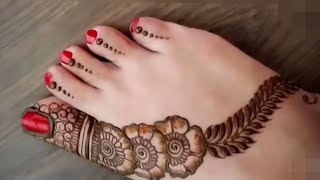 latest foot mehndi designsimple uniquemehndi legs design2020 [upl. by Eilsew964]