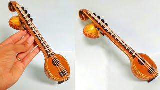 Miniature Veena Making  How To Make  Indian Musical Instruments  DIYCreative Craft Punekar Sneha [upl. by Annia]