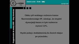 pH stopień dysocjacji Zadanie maturalne [upl. by Halle]