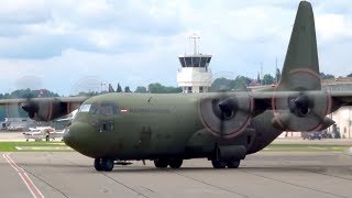 Lockheed C130 Hercules Austrian Air Force  StartUp amp TakeOff  Low Pass at Bern [upl. by Nehttam]