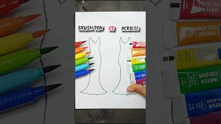 Brush pen VS acrylic paint rainbow dress paint art 🌈 shorts viral art suhema art [upl. by Oinesra]