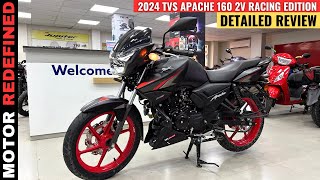 2024 TVS Apache RTR 160 2V Racing Edition Review  Change amp On Road price with Mileage [upl. by Eilyac985]